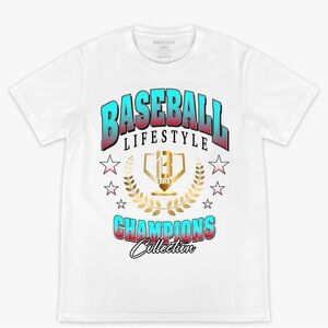 Baseball Lifestyle 101 Champions Logo Tee Shirt Men’s Medium Teen Teal Red New